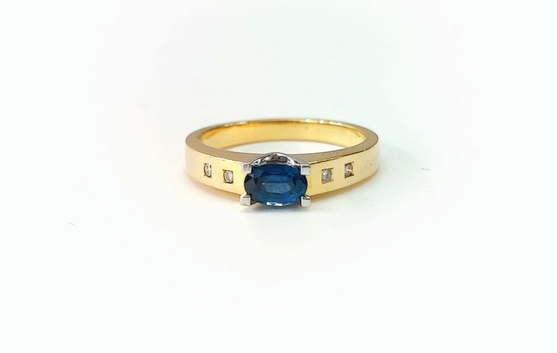 Bague 53 Bague saphir et diamants en or jaune 18K 58 Facettes BAG.SAPH.2129.3