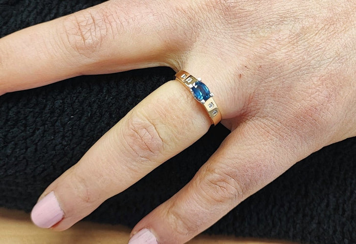 Bague 53 Bague saphir et diamants en or jaune 18K 58 Facettes BAG.SAPH.2129.3
