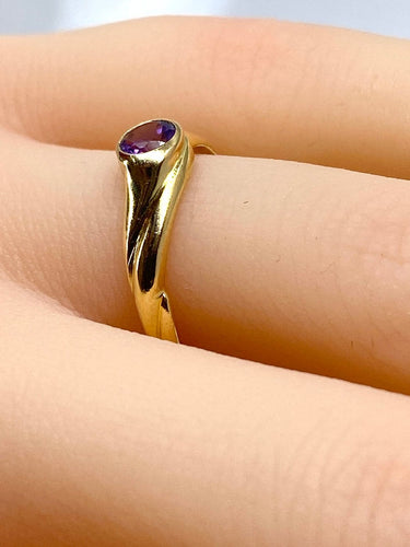 Bague 51 Bague jonc en or jaune 18 carats avec améthyste 58 Facettes AB708