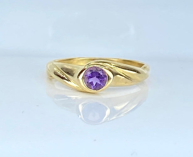 Bague 51 Bague jonc en or jaune 18 carats avec améthyste 58 Facettes AB708