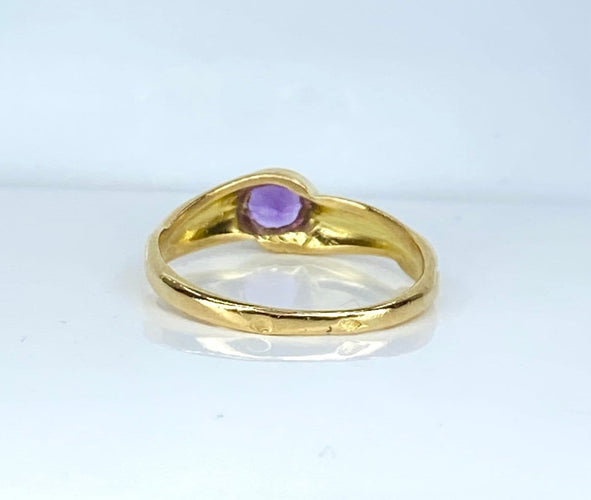 Bague 51 Bague jonc en or jaune 18 carats avec améthyste 58 Facettes AB708