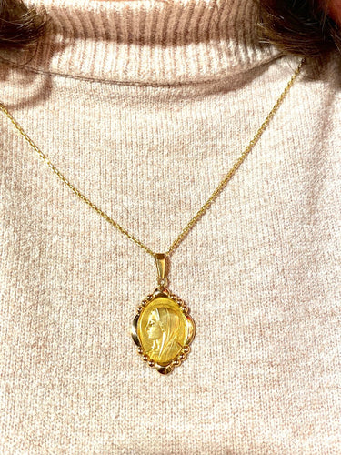 Pendentif Médaille Vierge Marie - Pendentif en or jaune 18 carats 58 Facettes AB709