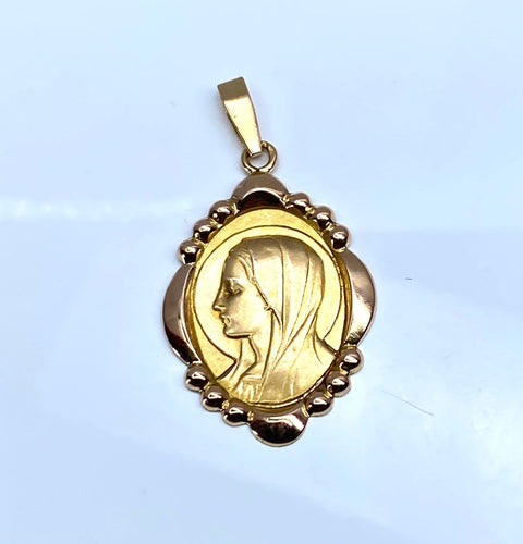 Pendentif Médaille Vierge Marie - Pendentif en or jaune 18 carats 58 Facettes AB709