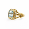 Bague 57 Bague en or jaune 18 carats avec aigue-marine et diamants 58 Facettes 50381