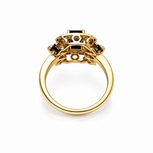 Bague 57 Bague en or jaune 18 carats avec aigue-marine et diamants 58 Facettes 50381