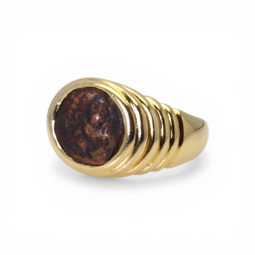 Bague 51 Bulgari Monete - Bague en or jaune 750 et pièce antique en bronze 58 Facettes