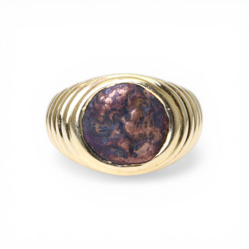 Bague 51 Bulgari Monete - Bague en or jaune 750 et pièce antique en bronze 58 Facettes