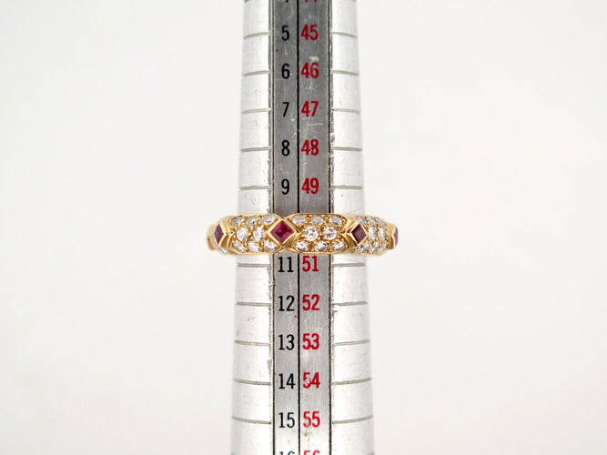 Bague 50 Mauboussin - Bague alliance en or jaune 18k, diamants et rubis, T50 58 Facettes 273982