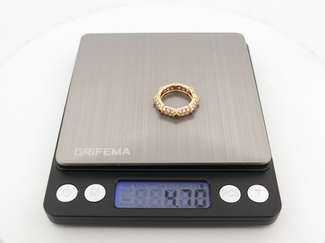 Bague 50 Mauboussin - Bague alliance en or jaune 18k, diamants et rubis, T50 58 Facettes 273982