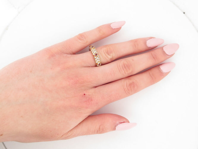 Bague 50 Mauboussin - Bague alliance en or jaune 18k, diamants et rubis, T50 58 Facettes 273982