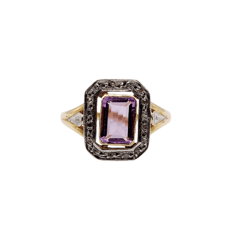 Bague 55.5 Bague Art déco en or 18k, améthyste et diamants taille rose 58 Facettes A06959