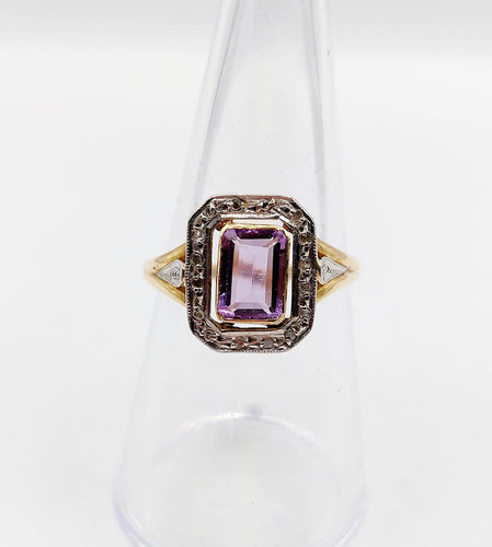 Bague 55.5 Bague Art déco en or 18k, améthyste et diamants taille rose 58 Facettes A06959