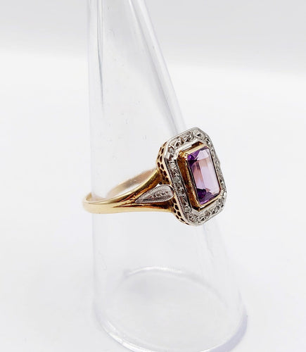 Bague 55.5 Bague Art déco en or 18k, améthyste et diamants taille rose 58 Facettes A06959