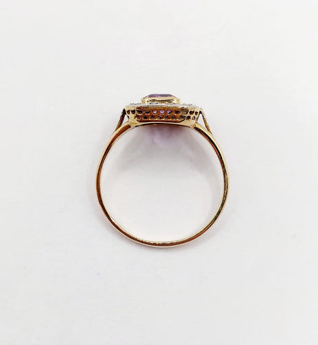 Bague 55.5 Bague Art déco en or 18k, améthyste et diamants taille rose 58 Facettes A06959