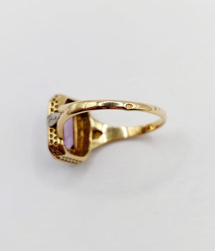 Bague 55.5 Bague Art déco en or 18k, améthyste et diamants taille rose 58 Facettes A06959