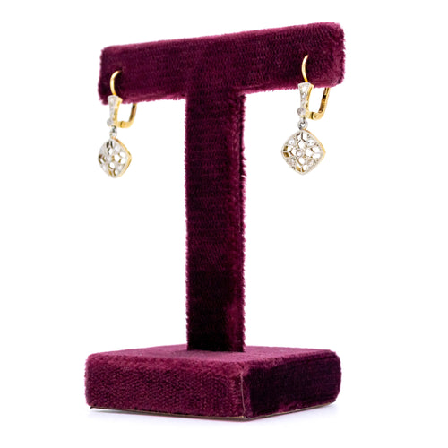 Boucles d'oreilles Boucles d’oreilles pendantes - Or jaune et blanc 18 ct et diamants 58 Facettes 5DE101CECB2D425CA3DC7C9D8F515D24
