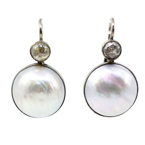 Boucles d'oreilles Boucles d’oreilles - Perles mabé 15 mm et diamants taille rose en or 14k 58 Facettes 5C9770C040624796BAA41B877A9488EA