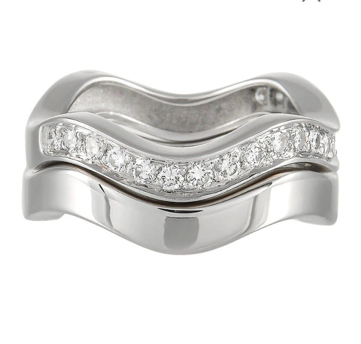 Bague 48 Cartier - Alliances en or blanc 18 carats et diamants 58 Facettes carduo