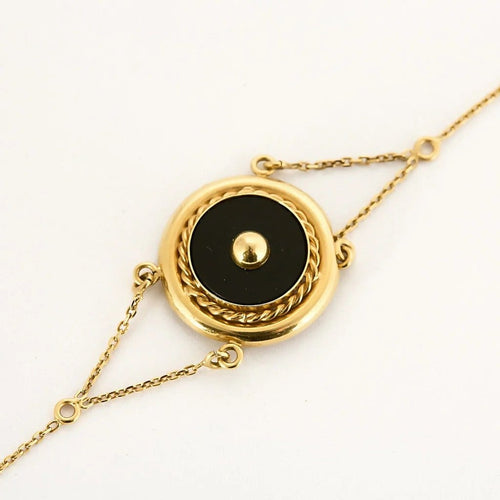 Bracelet Bracelet vintage en or jaune 18K et onyx 58 Facettes