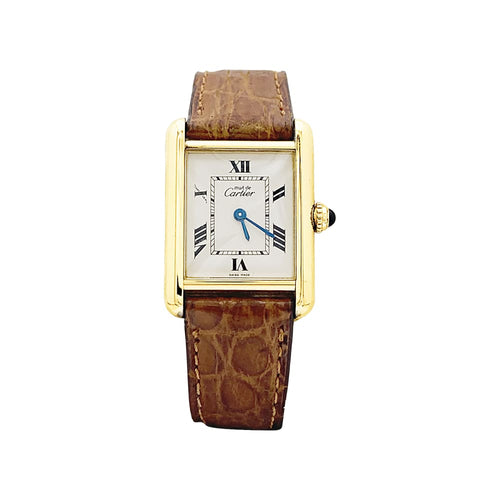 Montre Montre Cartier, "Tank Must", vermeil, cuir. 58 Facettes 35565