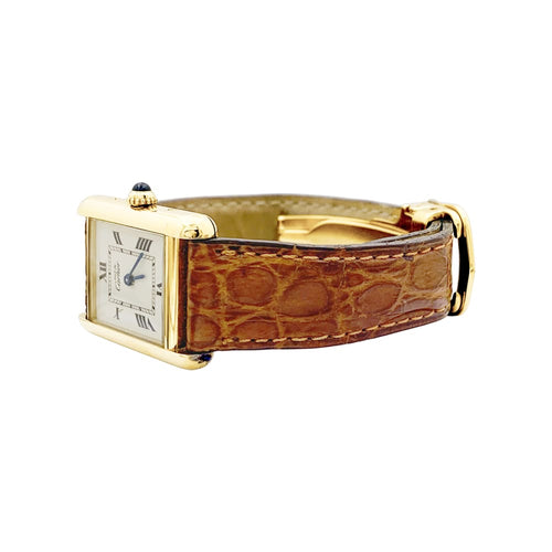 Montre Montre Cartier, "Tank Must", vermeil, cuir. 58 Facettes 35565