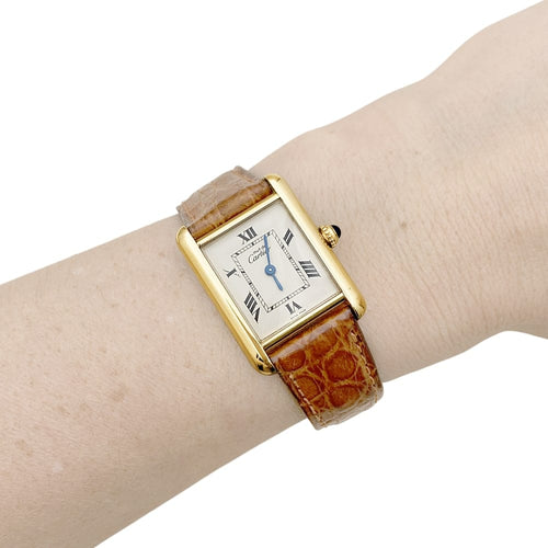 Montre Montre Cartier, "Tank Must", vermeil, cuir. 58 Facettes 35565