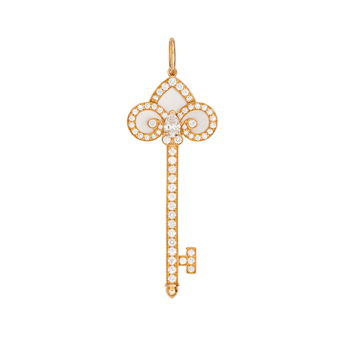 Pendentif Tiffany & Co Pendentif Clé fleur de Lys Or rose Diamant, Nacre 58 Facettes 4390263RV