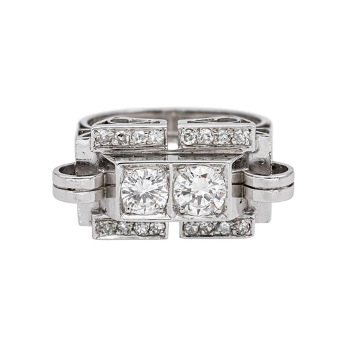 Bague 57 Bague Tank Or blanc Diamant 58 Facettes 4958634RV
