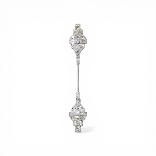 Art déco - Épingle à jabot en platine, or blanc et diamants 58 Facettes