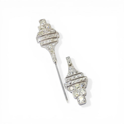 Art déco - Épingle à jabot en platine, or blanc et diamants 58 Facettes