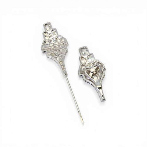 Art déco - Épingle à jabot en platine, or blanc et diamants 58 Facettes
