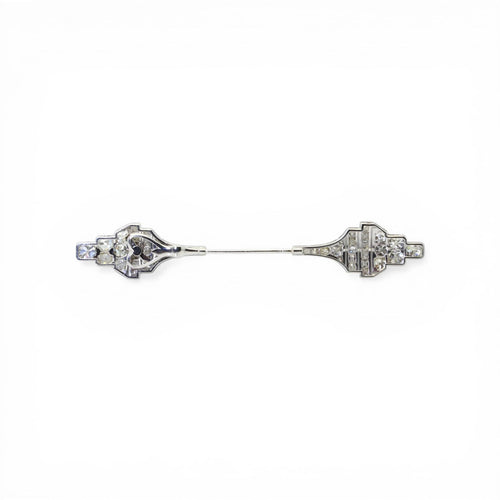 Art déco - Épingle à jabot en platine, or blanc et diamants 58 Facettes