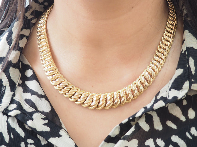 Collier Collier maille américaine en or jaune 18 kt 58 Facettes 25678