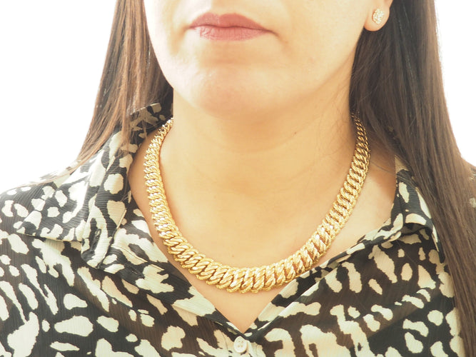 Collier Collier maille américaine en or jaune 18 kt 58 Facettes 25678