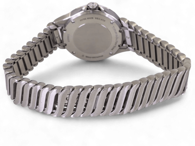 Montre Tiffany & Co Metro - Montre en acier avec diamants, cadran bleu ondulé 58 Facettes TCOW