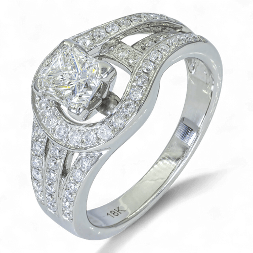 Bague 53 Bague en or 18K (750) avec diamants 1,26 ct (centre 0,70 ct) 58 Facettes AM98