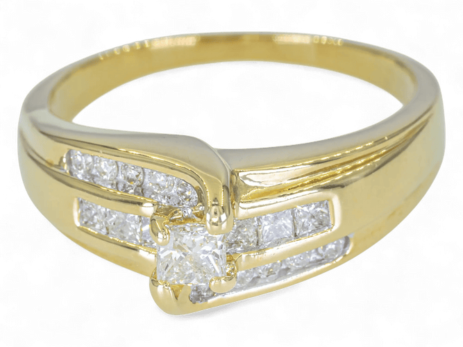 Bague 58 Bague en or 14K (585) avec diamant naturel 0,54 ct 58 Facettes AN85
