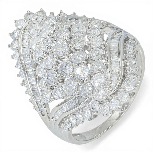 Bague 58 Bague en or blanc 585 avec diamants naturels 1,86 ct 58 Facettes AU81