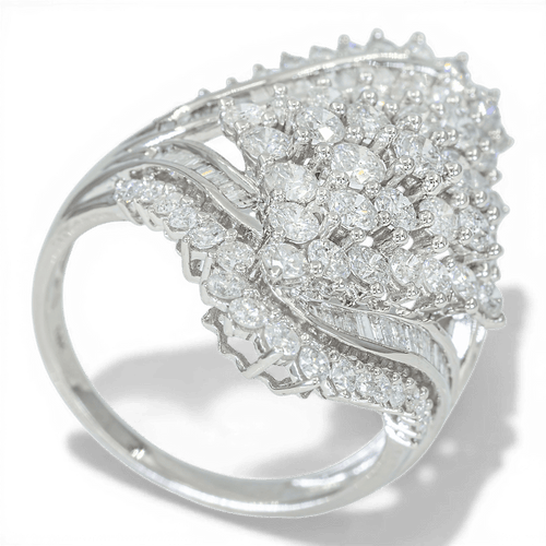 Bague 58 Bague en or blanc 585 avec diamants naturels 1,86 ct 58 Facettes AU81