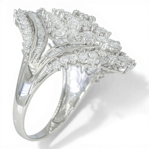 Bague 58 Bague en or blanc 585 avec diamants naturels 1,86 ct 58 Facettes AU81