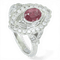 Bague 53 Bague en platine 950 avec diamant 0,24 ct et rubis 1,06 ct 58 Facettes WA19