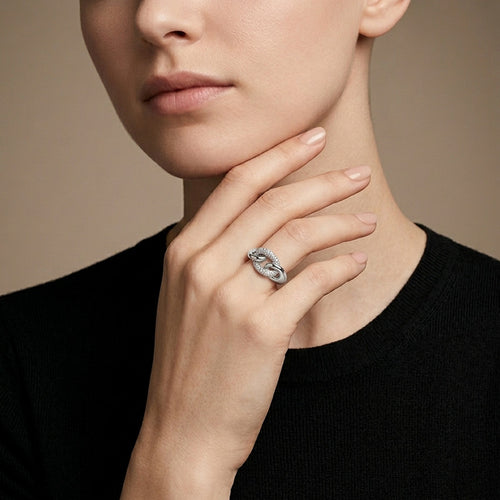 Bague 56 Pomellato Catene - Bague en or blanc et diamants 58 Facettes OC-61E00519