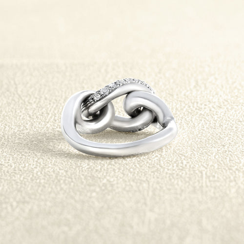 Bague 56 Pomellato Catene - Bague en or blanc et diamants 58 Facettes OC-61E00519