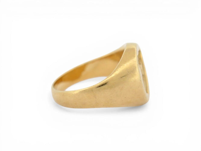 Bague 44 Chevalière armoiries - Bague petit doigt en or jaune 18k 58 Facettes 274167