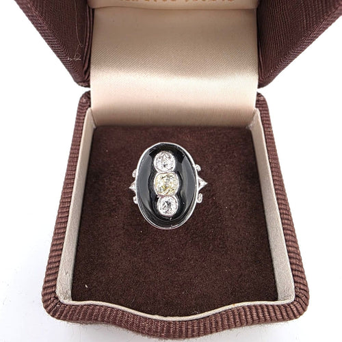 Bague 51 Bague Art déco en or blanc 18 ct avec trois diamants old mine 58 Facettes 102/26 E ORO