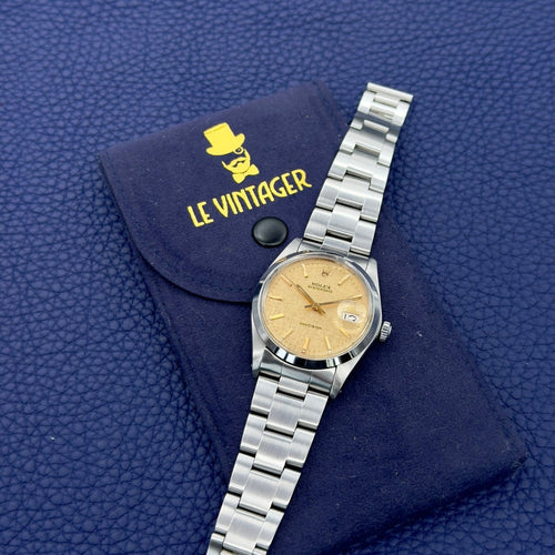 Montre Rolex Oysterdate Precision 6694 - Montre en acier cadran Gold Linen 58 Facettes 061
