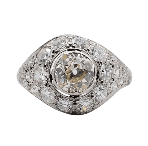 Bague 49 Bague dôme Art déco en platine et diamants, taille ancienne 0,90 ct 58 Facettes A06952