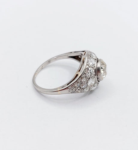 Bague 49 Bague dôme Art déco en platine et diamants, taille ancienne 0,90 ct 58 Facettes A06952
