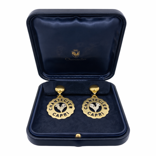 Boucles d'oreilles Chantecler Capri - Boucles d’oreilles pendantes Logo Gallo en or 18k et diamants 58 Facettes