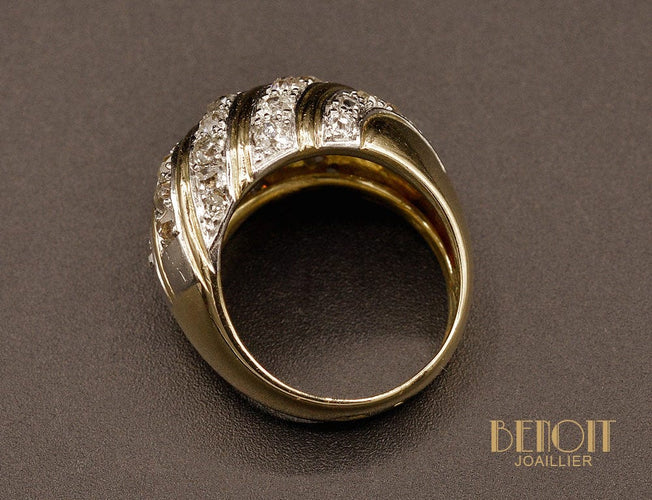 Bague Bague boule en or jaune, platine et diamants 58 Facettes A9645